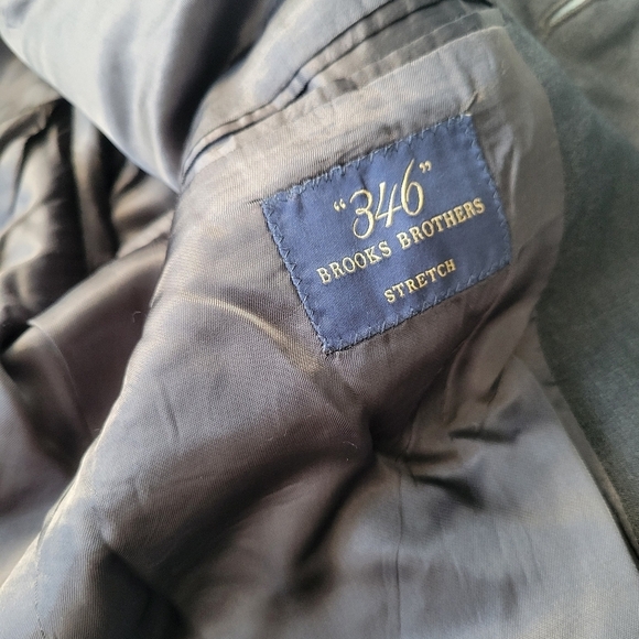 346 Brooks Brothers Stretch Wool Blazer Grey/Black in Size 43L - Picture 8 of 15
